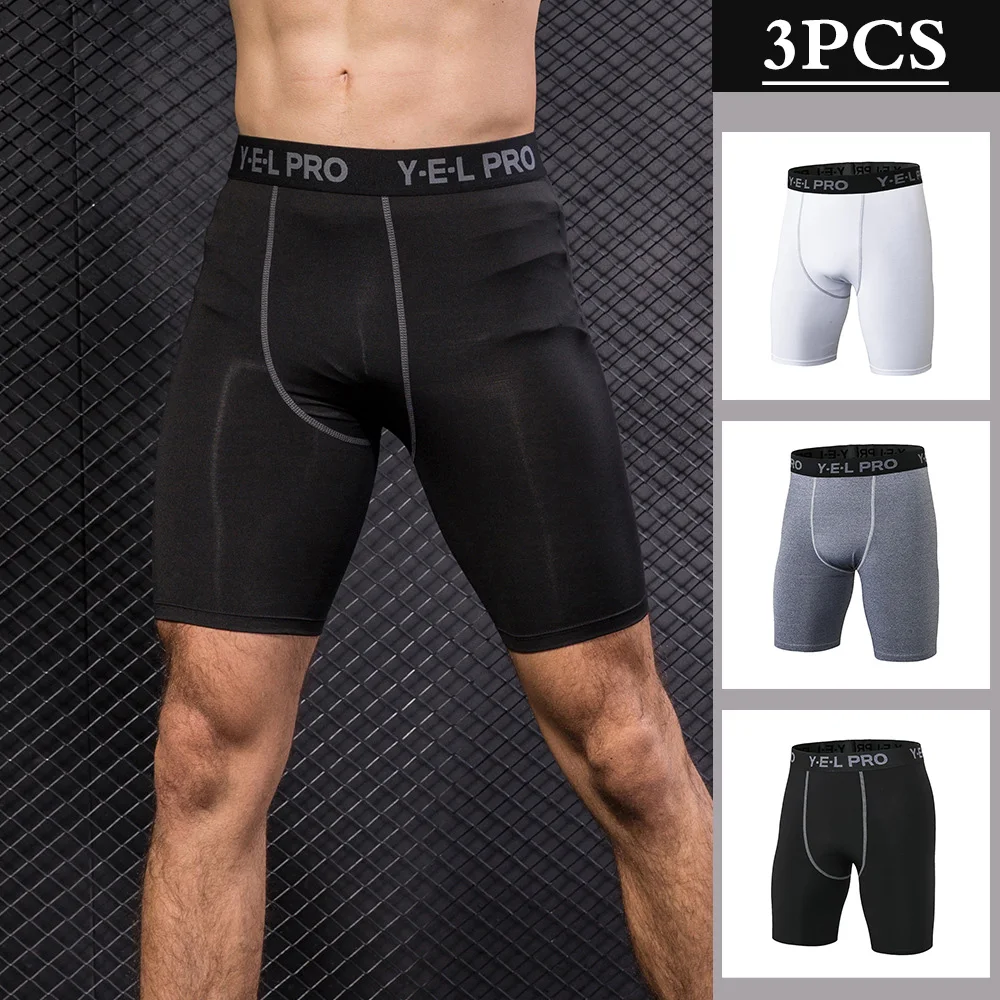 

1/3PCS Men Sports Shorts Quick Dry Stretchable Bodycon Running Gym Training Exercise Pants Sportswear