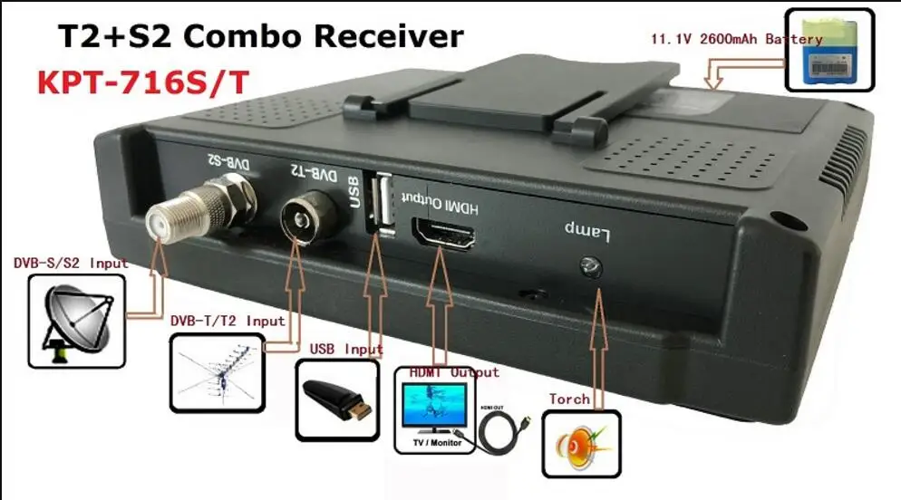 KPT-716TS DVB-S2 DVB-T2 satllite Finder meter Satellite TV Receiver MPEG-4 Modulator better satlink ws-6979 6933