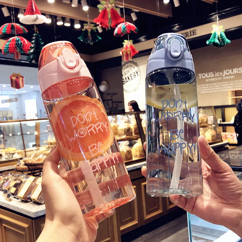 Портативная чашка для воды большая емкость с соломенной пластиковой чашкой