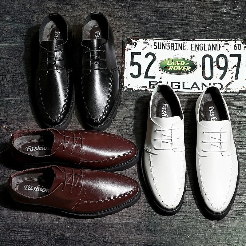 

New Men's Leather Shoes Mens Casual Shoes Height Increase British Style Autumn Fashion Flats Men Footwear Elevator Shoes %021
