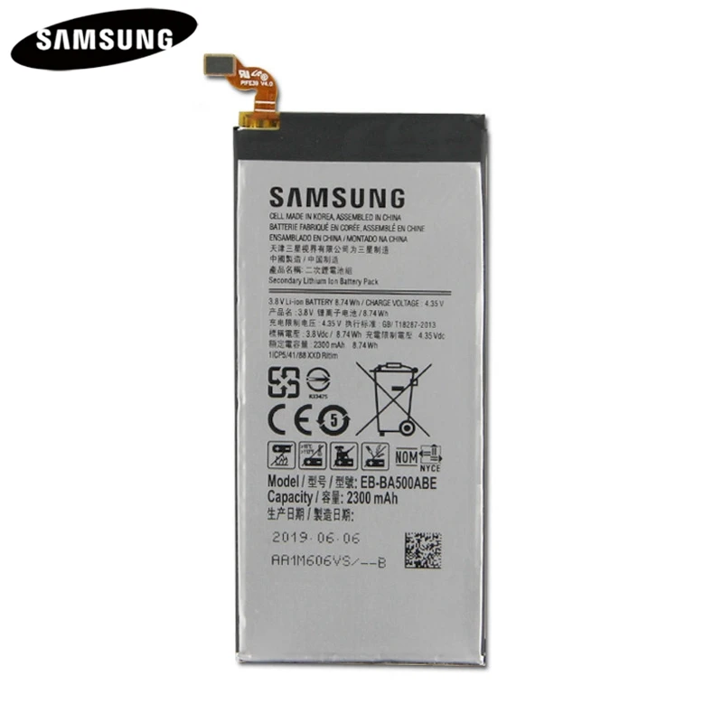 Батарея EB-BA510ABE EB-BA510ABA для samsung Galaxy A5 /A5 // A510F A5100 Аутентичные Батарея 2900 мА-ч