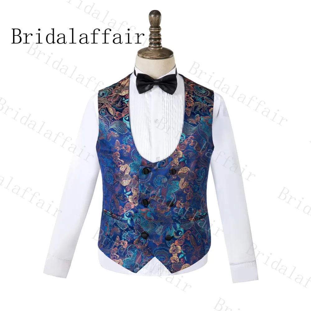 Bridalaffair Зимний костюм для жениха, джентльменский шаль с отворотом, приталенный темно-синий костюм с красочным пиджаком