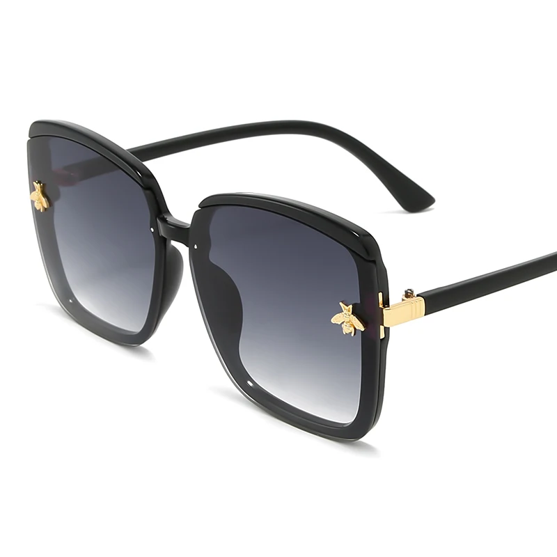 

honey bee sunglasses woman vintage retro flat top Thin Shadow sun glasses square Pilot luxury designer large black shades