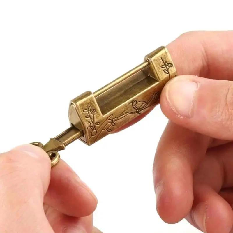 Замок с замком паролем N8I7 металлический китайский винтажный античный Мини-замок