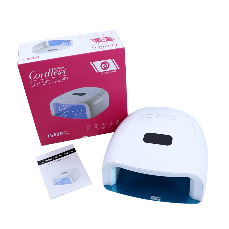 

2020 New Upgraded Red Light Rechargeable LED UV Nail Lamp Large Battery LCD Display Gel Polish Nail Art Light Dryer Wireless 60W