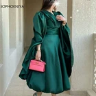Новое поступление атласное зеленое короткое вечернее платье размера плюс Дубай, Аравийский полуостров Дешевое вечернее платье es женское вечерние нее платье 2021