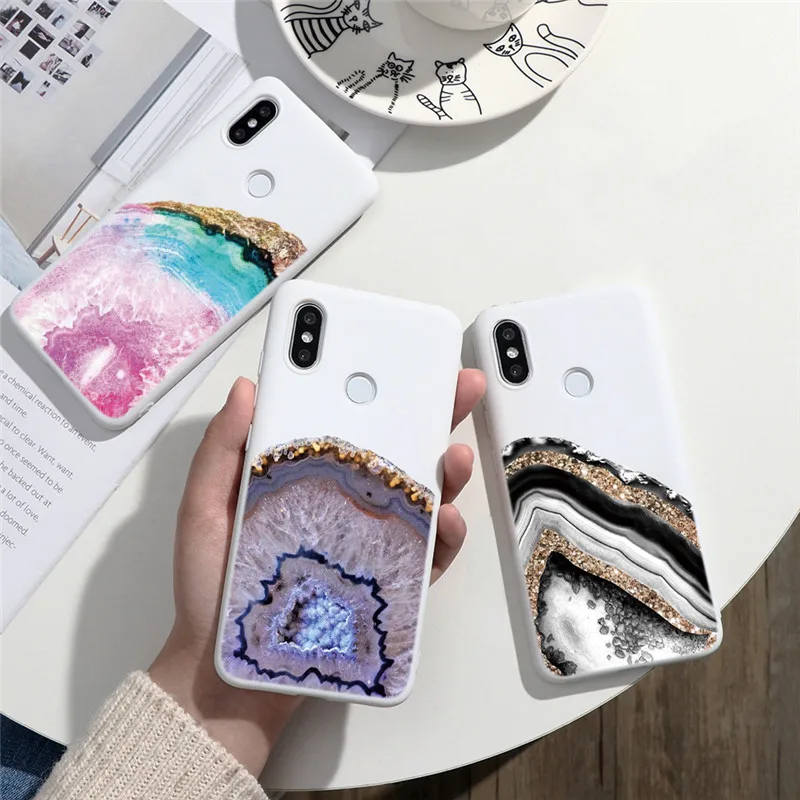 Силиконовый чехол для Xiaomi Redmi Note 9 9s 8 8T 10X 7 6 K30 Pro Max Crystal Marble Case Mi 10 Lite A3 CC9 TPU|Бамперы| |