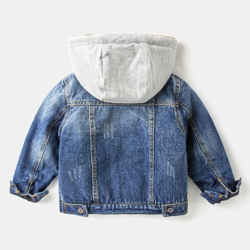 Boys'Autumn and Winter Jeans Jacket with Fleece Thickening Children's Winter Dress New Westernized Boys' Jacket