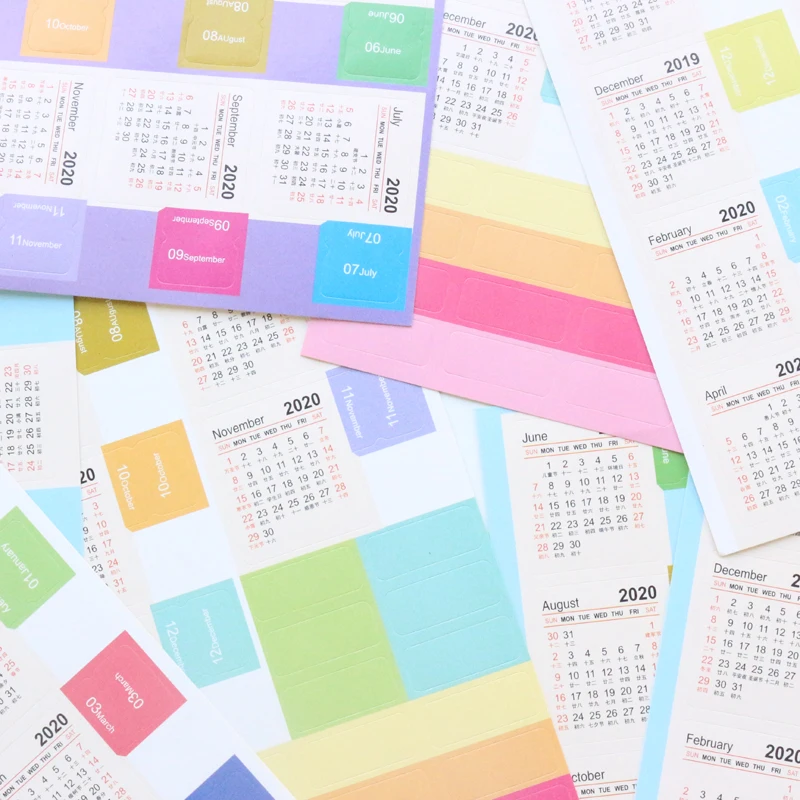 Domikee симпатичный 2019 2020 год календарь ежемесячный указатель этикетка флаг