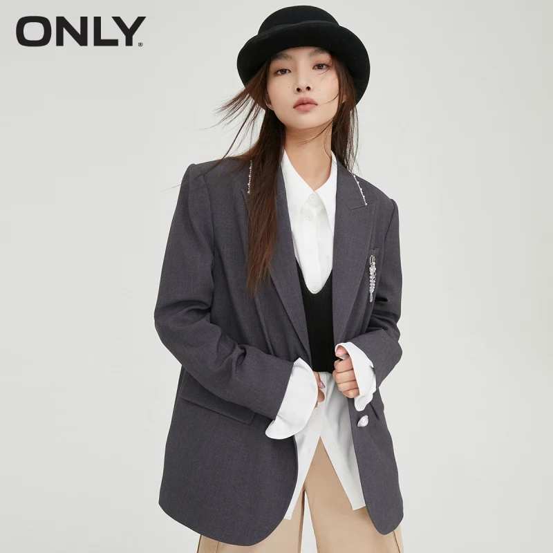 

ONLY2021 autumn new fashion pearl button design sense workplace jacket suit | 121308025
