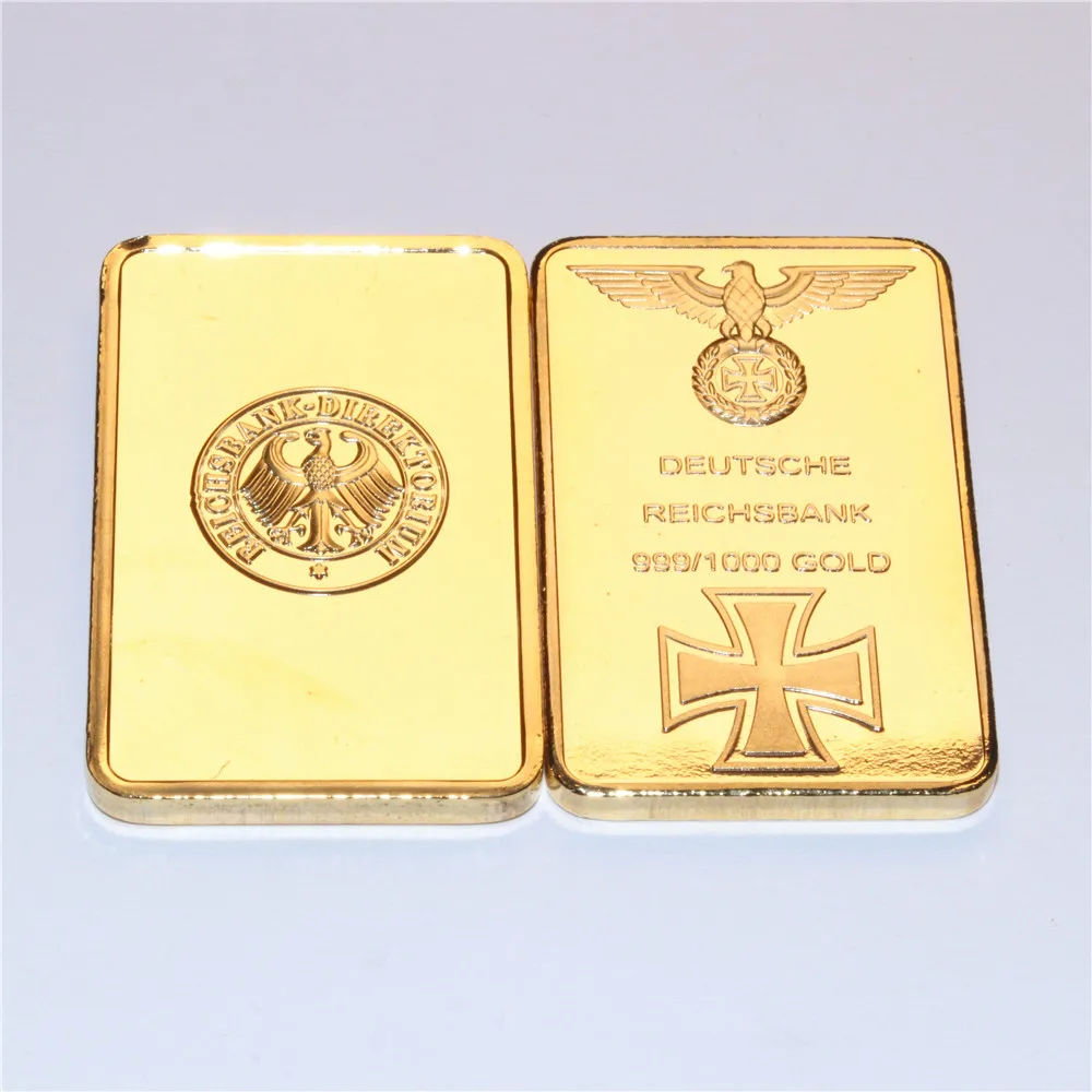 

German Imperial Eagle with Cross Gold Bar One Ounce Germany Gold Plated Bullion Bar with Plastic Cases 44*28mm