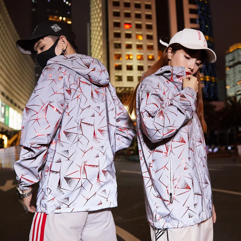 Куртка Мужская/Женская Светоотражающая с капюшоном уличная модная камуфляжная