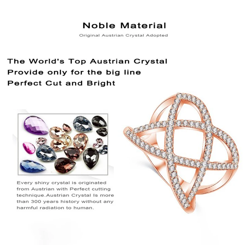 Новый преувеличенный двойной крест X формы для женщин кольцо из розового цвета: