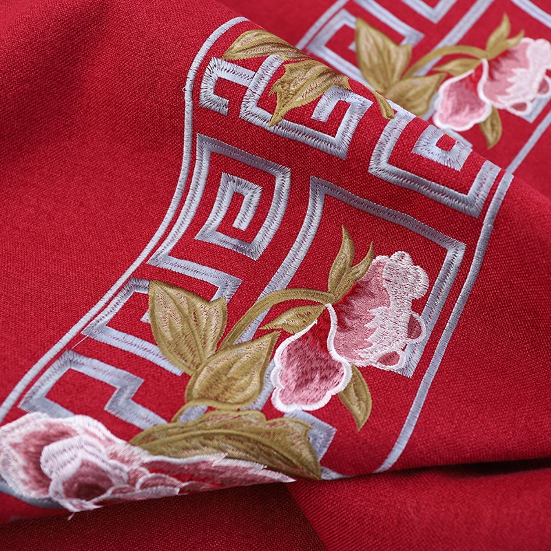 Льняная вышивка ткань для одежды украшение интерьера жаккардовый стежок из