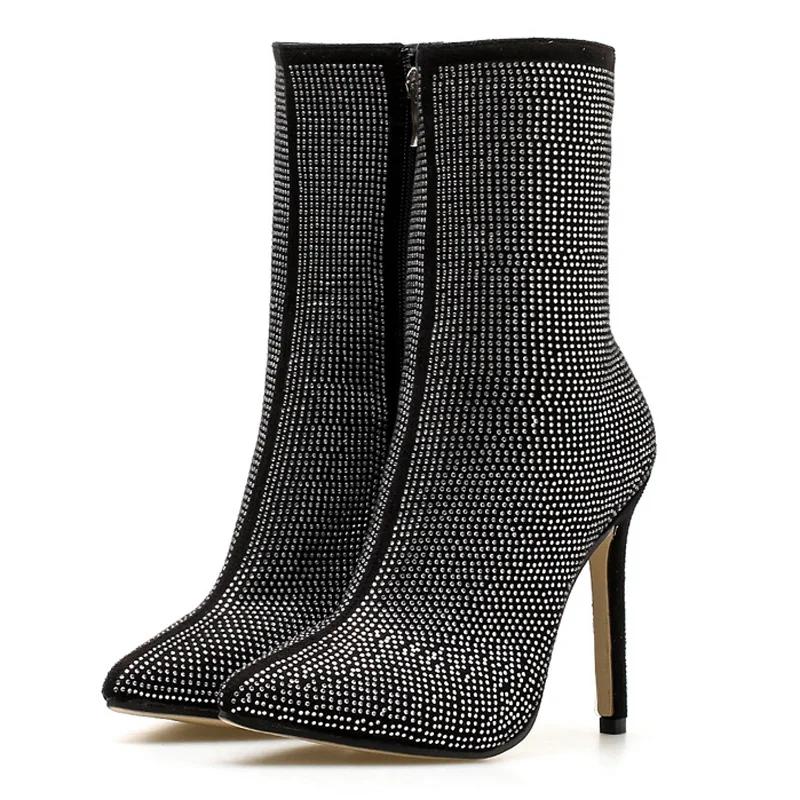 Пикантные ботильоны с острым носком Модные женские ботинки на высоком каблуке