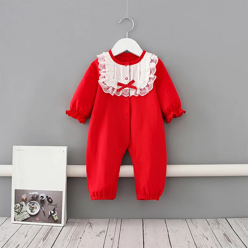 Детские Рождественские комбинезоны для новорожденных одежда маленьких девочек