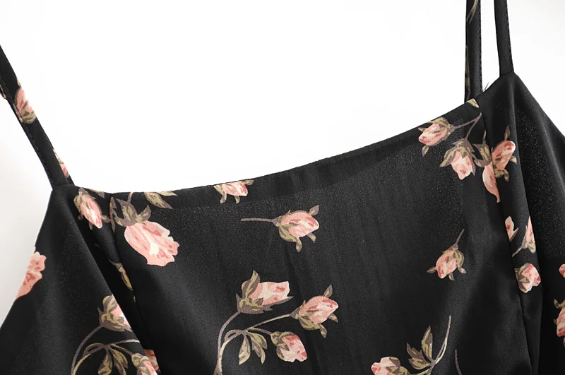 Bazaleas сексуальное черное мини платье с цветочным принтом и двойным разрезом