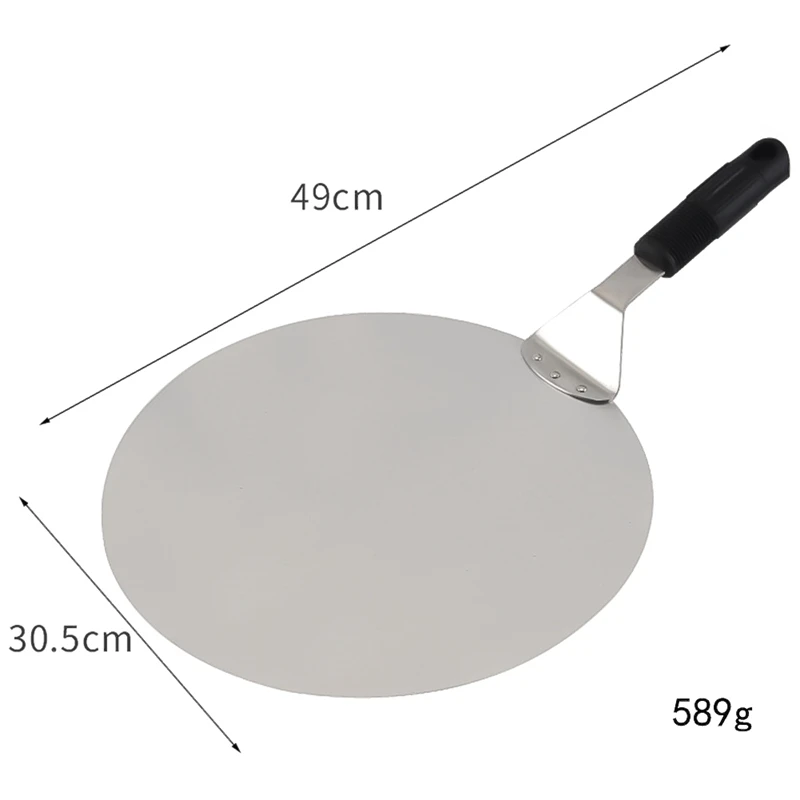 

12 Inch Pizza Turning Peel Pizza Cake Shovel Aluminum Pizza Peel Paddle Short Pizza Tool Non-Slip Wooden Handle Restaurant Cook