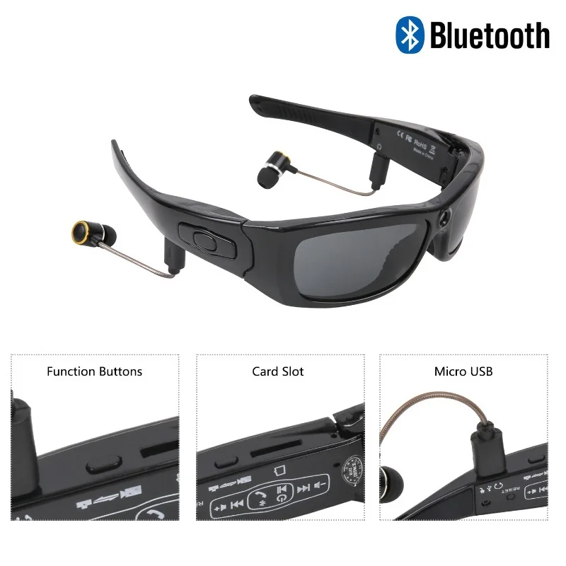 구매 MS21 선글라스 카메라 헤드셋 HD1080P 블루투스 MP3 플레이어, 사진 비디오 레코더 야외 미니 안경용 미니 DV 캠코더