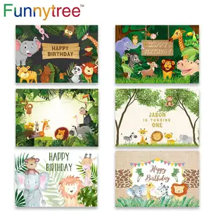 Студийный фон Funnytree фон для фотосъемки на день рождения для фотосъемки для вечеринки в стиле сафари джунглей животных леса детей