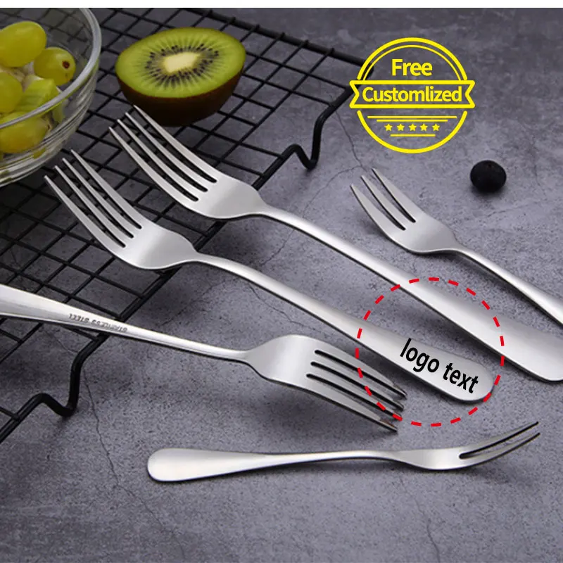 Бесплатная индивидуальная нержавеющая пищевая вилка для фруктов в западном