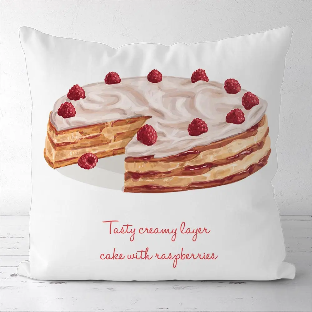 

Custom Pink Cake Square Pillowcases Pillow Cover Decor for Sofa Bed Room Cushion Case 45X45CM(One Side)21-0829-48