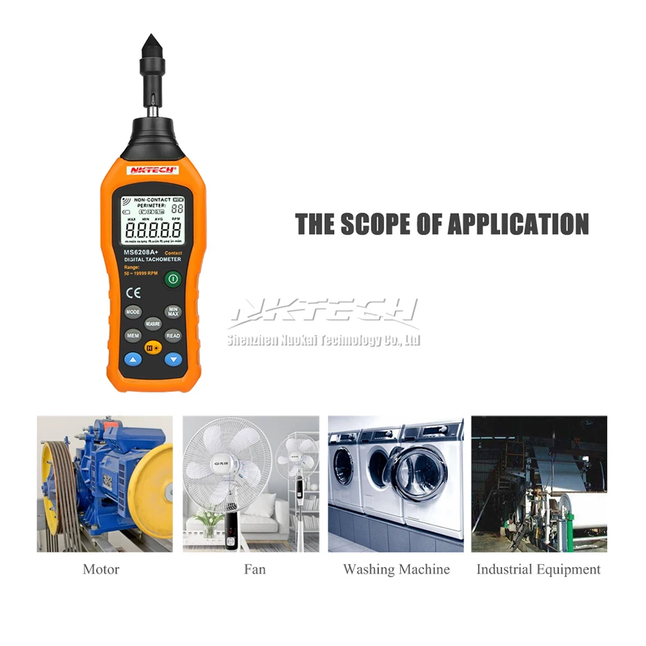 Цифровой тахометр NKTECH MS6208A + контактный 50 19999 ОБ/мин|speed meter|test meterrotation meter |