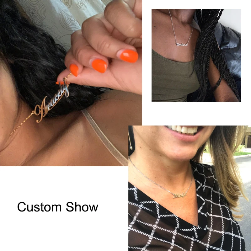 Ожерелье с именем на заказ ожерелья из нержавеющей стали для женщин