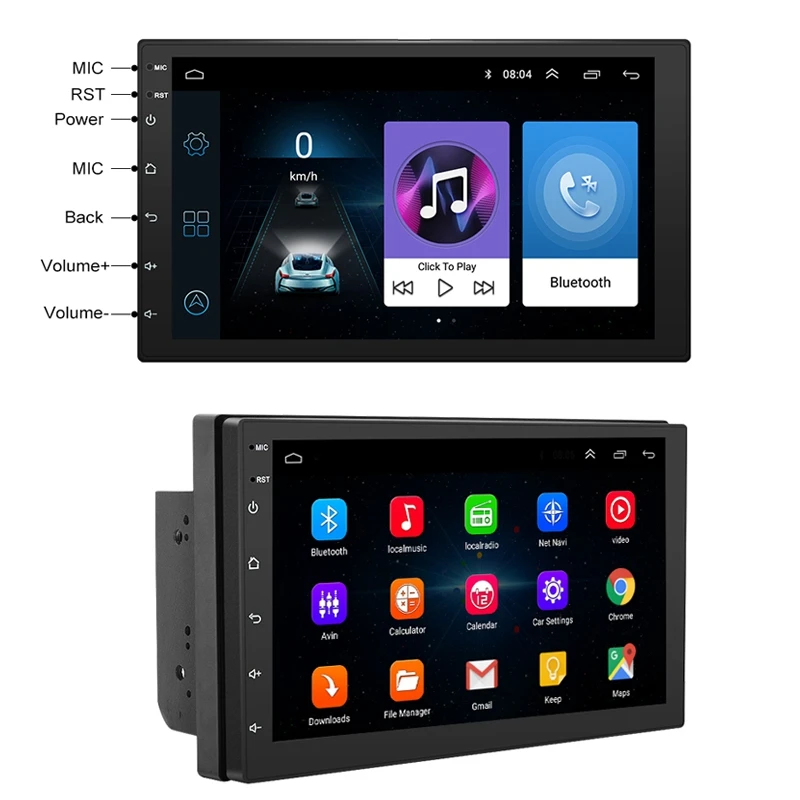 7-дюймовый автомобильный мультимедийный плеер Android 8 1 2 DIN DVD радио GPS-навигация