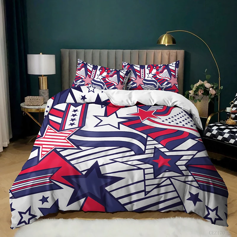 Декоративный Комплект постельного белья со звездами и полосками свободы из 2/3