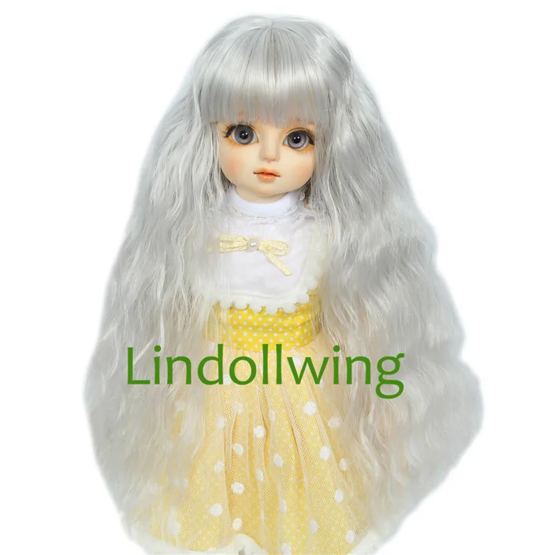 

1/3, парик для шарнирной куклы Blyth Pullip Dal DD SD LUT Dollfie, парик для кукол 8-9 9-10 дюймов, длинные серебристые волосы