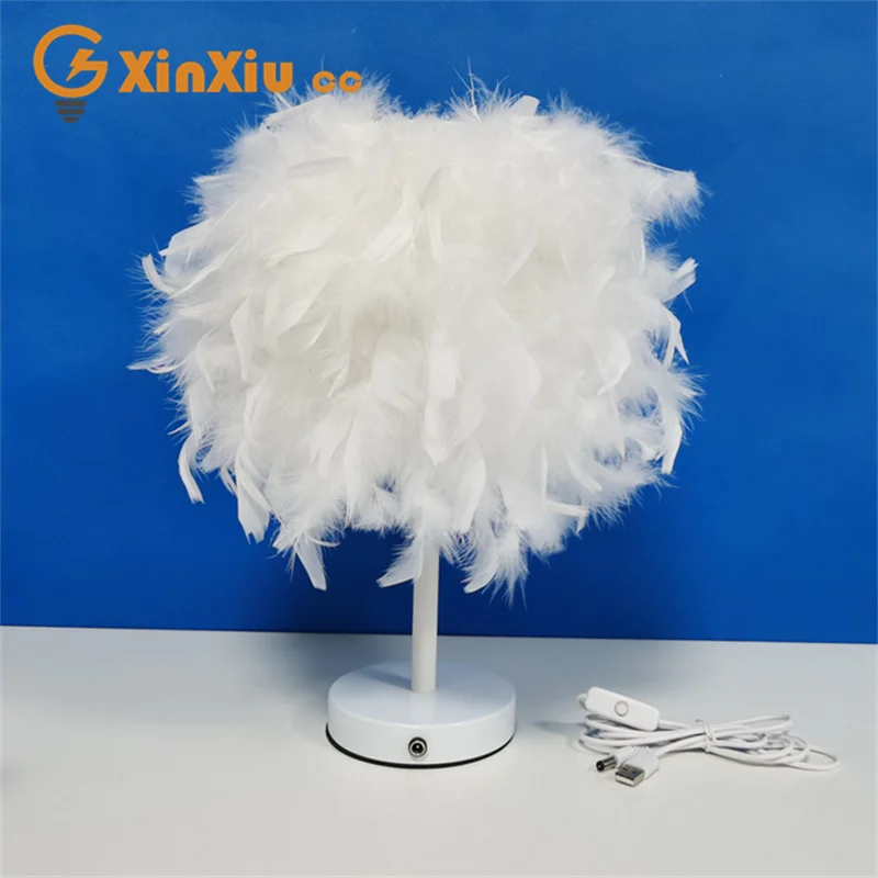 

Рождественское освещение, настольная лампа с USB-кабелем для передачи данных, лампа с простыми перьями для спальни, креативное теплое украше...