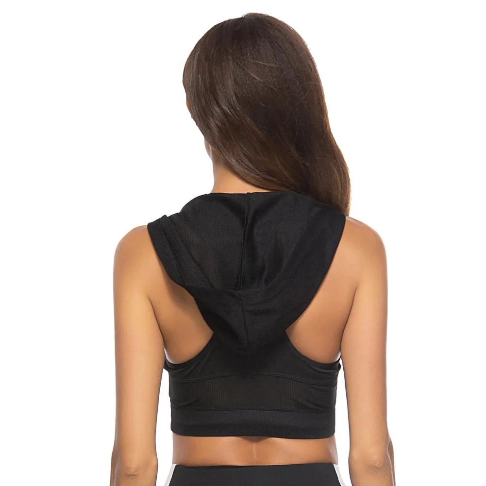 

2021 new hooded sports women's bra mesh tube top yoga breathable bra women's underwear anti-shake sports bra women's gym vest XL