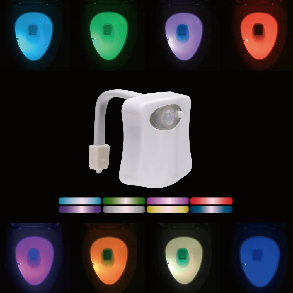 

8 Colors LED Toilet Light Smart PIR Motion Sensor Light Control Night Light WC Toilet Bowl Seat Lamp for Children Kids Elderly