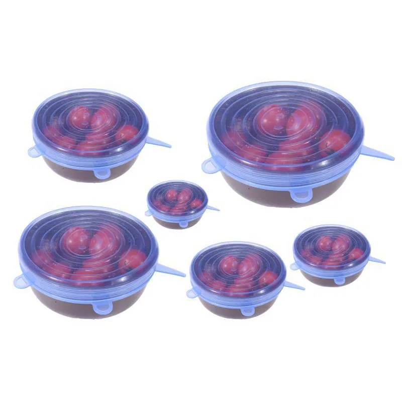 

6PCS Adaptable Lid Silicone Cover Food Caps Elastic Stratchy Fresh Microwave Lids Stretch Silicone Cover For kitchen accessories