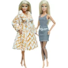 2 компл.лот высокое качество кукла наряды хлопковая детская теплая рубашка с мехом для девочек; Зимняя куртка + мини-платье, чулки, Одежда для куклы Барби аксессуары Игрушка