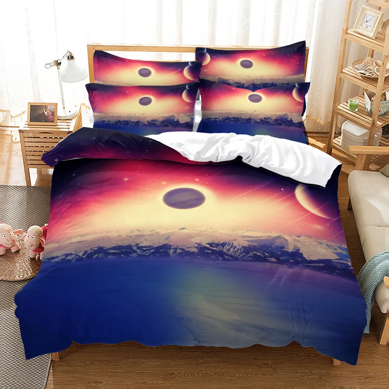 Комплект постельного белья Moon Night Moonlight с 3D принтом красивые фотографии королева