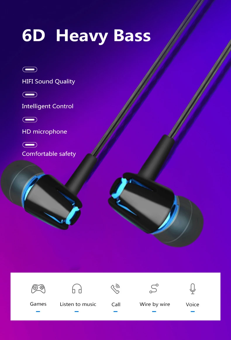 Subwoofer In-Ear Headphones Sport Adjustable Volume Music Upgrade Version For Android Phones TXTB1 | Электроника