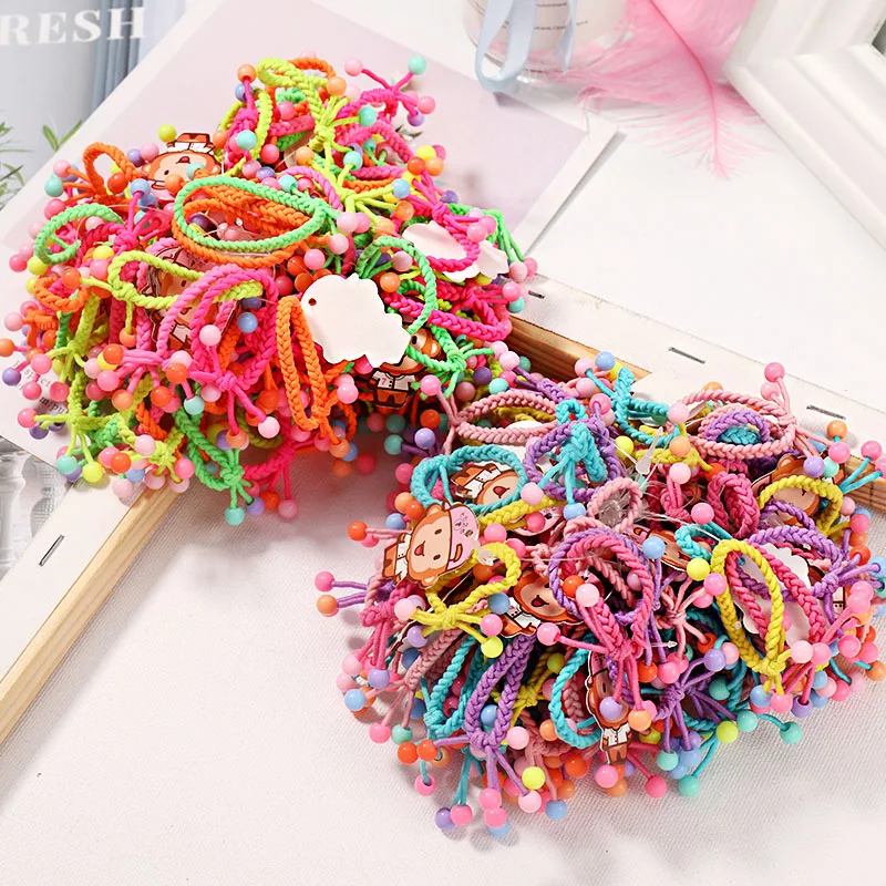 10/20 шт./компл. новые милые эластичные резинки для волос с цветными шариками и