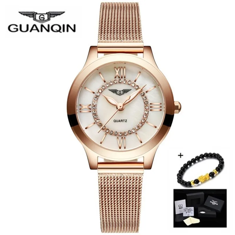 Reloj mujer GUANQIN Золотые женские раскошный ремешок для часов Брендовые кварцевые часы