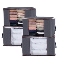 1pc grey breathable wardrobe organizer bag handle clear window comforter blanket clothes home organization storage bags cn