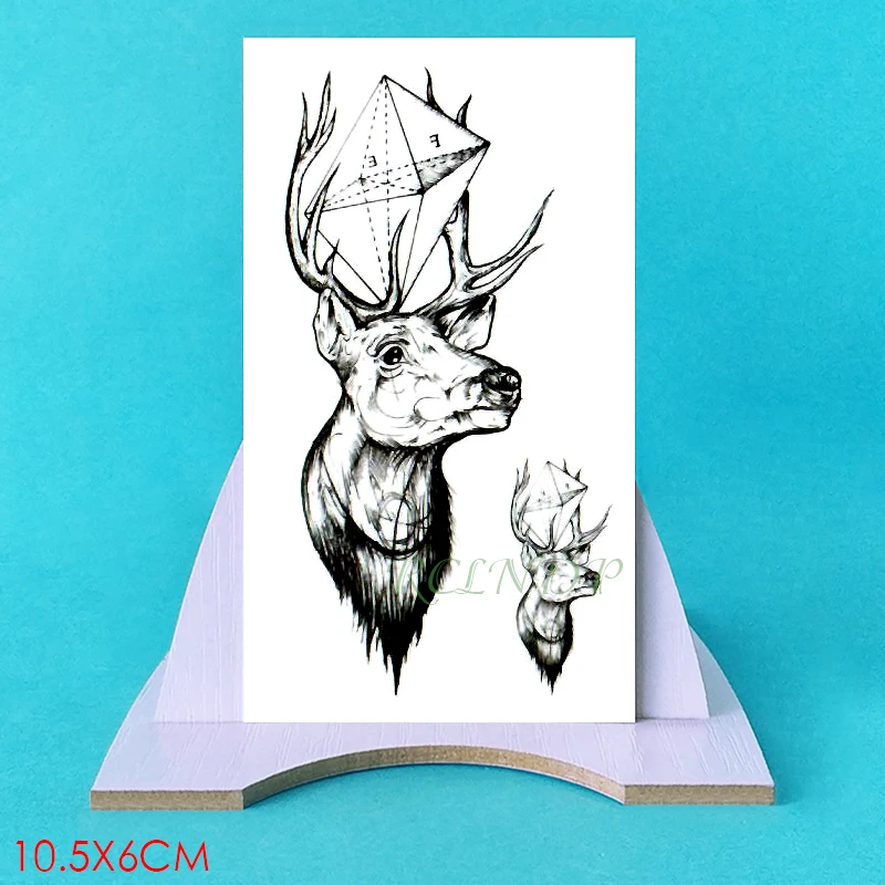 Водонепроницаемая Временная тату-наклейка с головой животного оленя