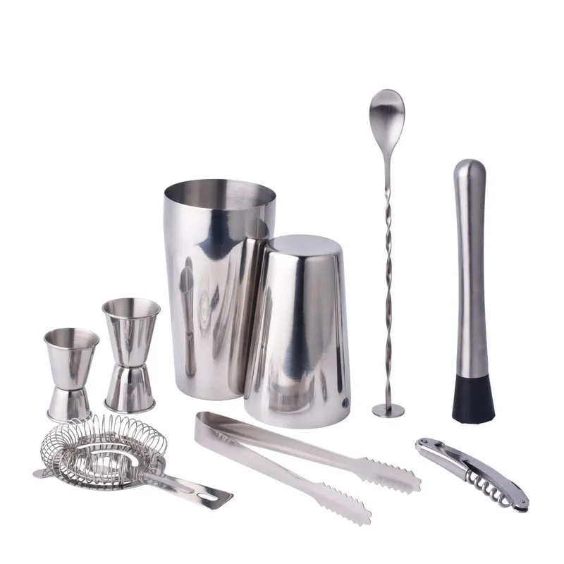 

Stainless Steel Cocktail Shaker Mixer Drink Bartender Browser Kit Bars Set Tools with Wine Rack Stand