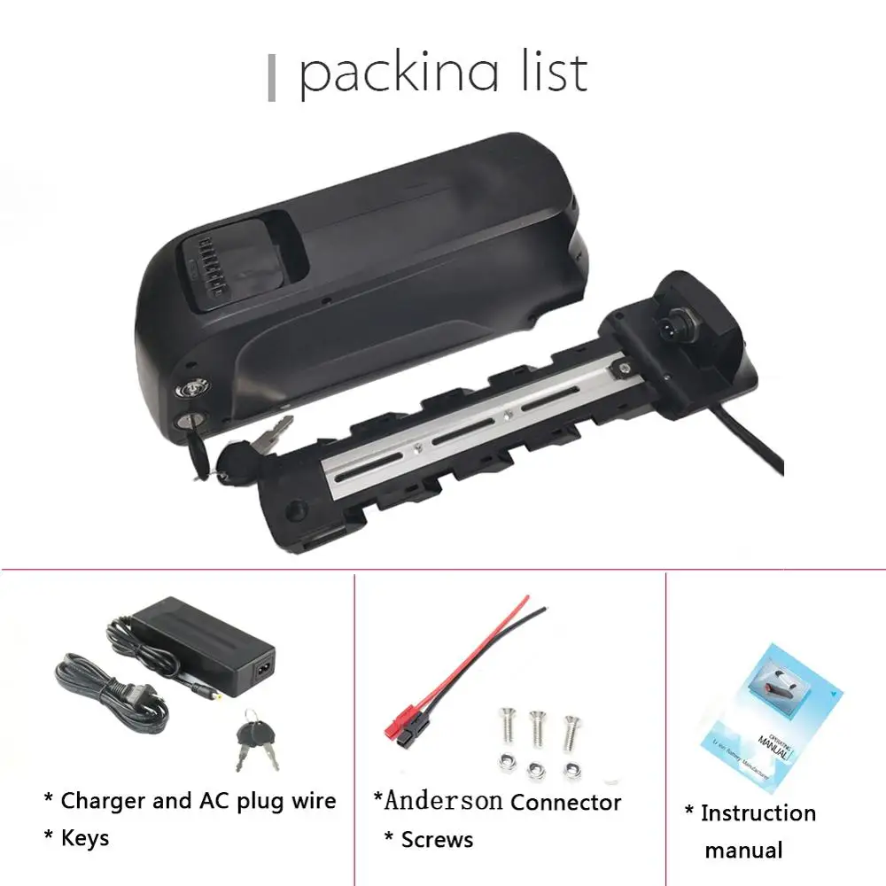

Ebike battery 36V 10AH 13AH Down tube shark lithium ion electric bicycle batteries pack for 500W 250W bike motor with charger