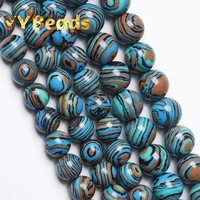 blue striped malachite stone beads natural turquoise round loose spacer beads for jewelry making diy bracelets 4 6 8 10 12mm 15