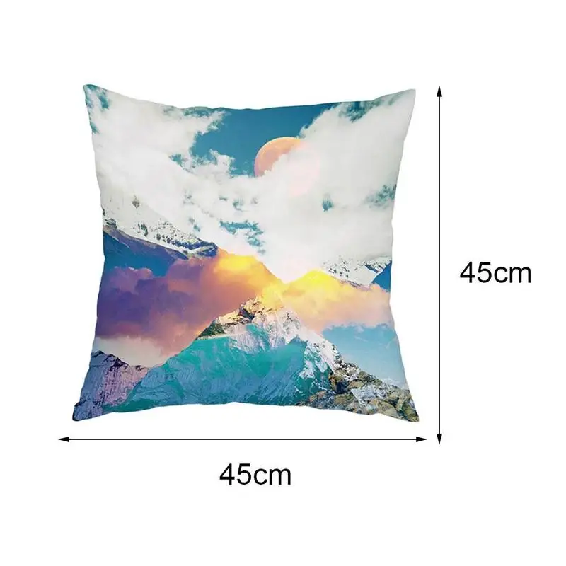 

Sea Mount Pattern Polyester Cushion Cover Landscape Decorative Pillow Case For Car Sofa Bed Home Living Room Decor 45X45CM
