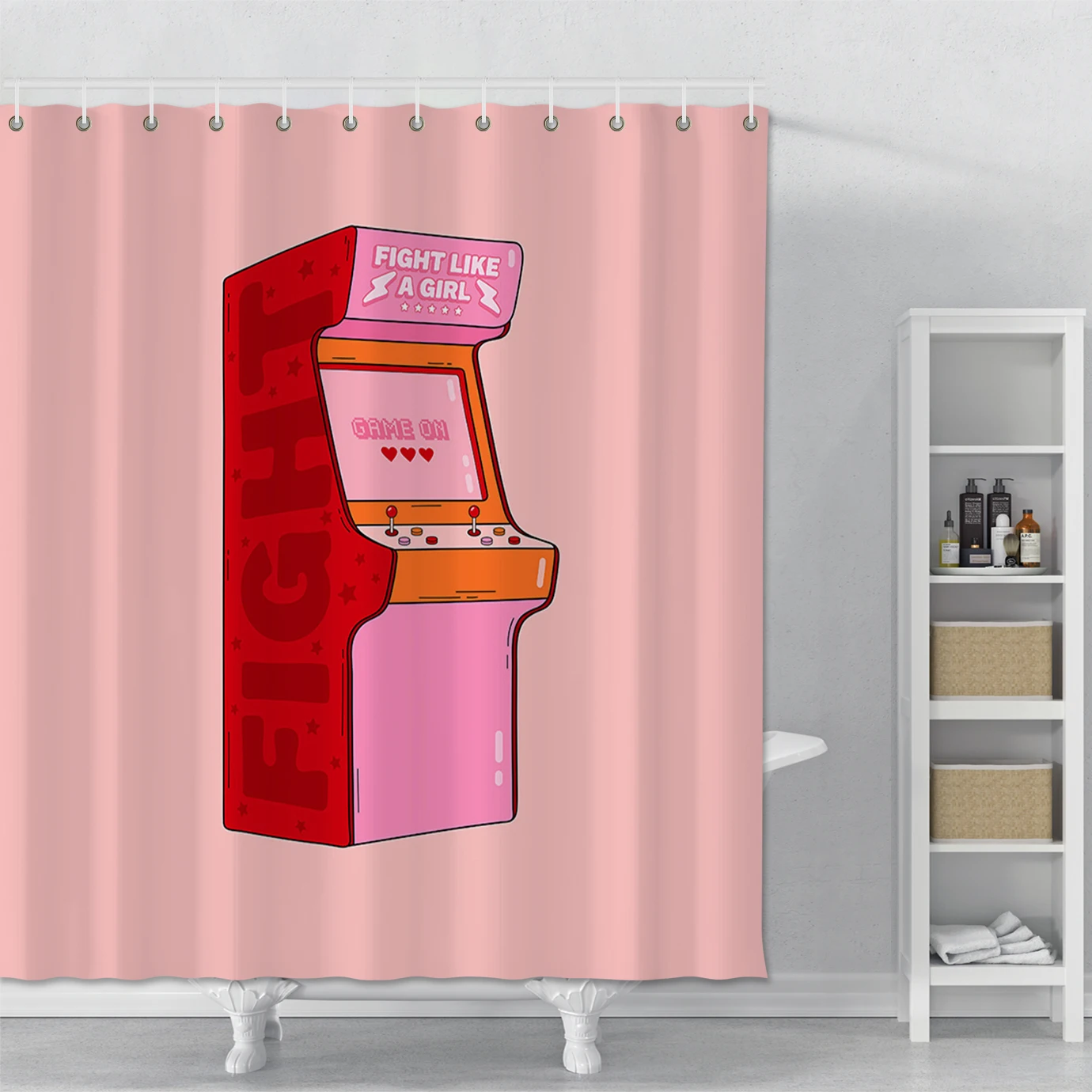 

Pink Creative Shower Curtain Printed For Bathroom Waterproof Shower Curtains With Hooks Polyester Bath Curtain Set Home Decor