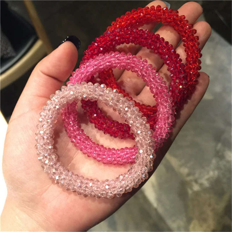 Женская резинка для волос с кристаллами и бусинами красивые высокоэластичные