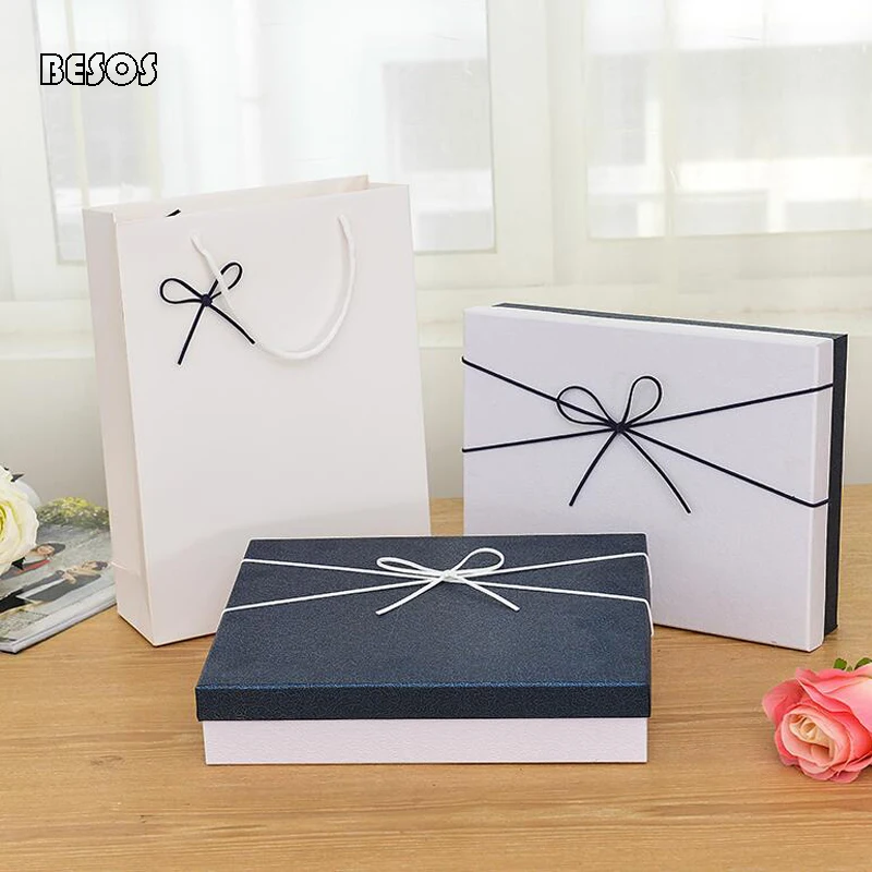 Высококачественная простая Подарочная коробка синяя и белая рельефная рубашка