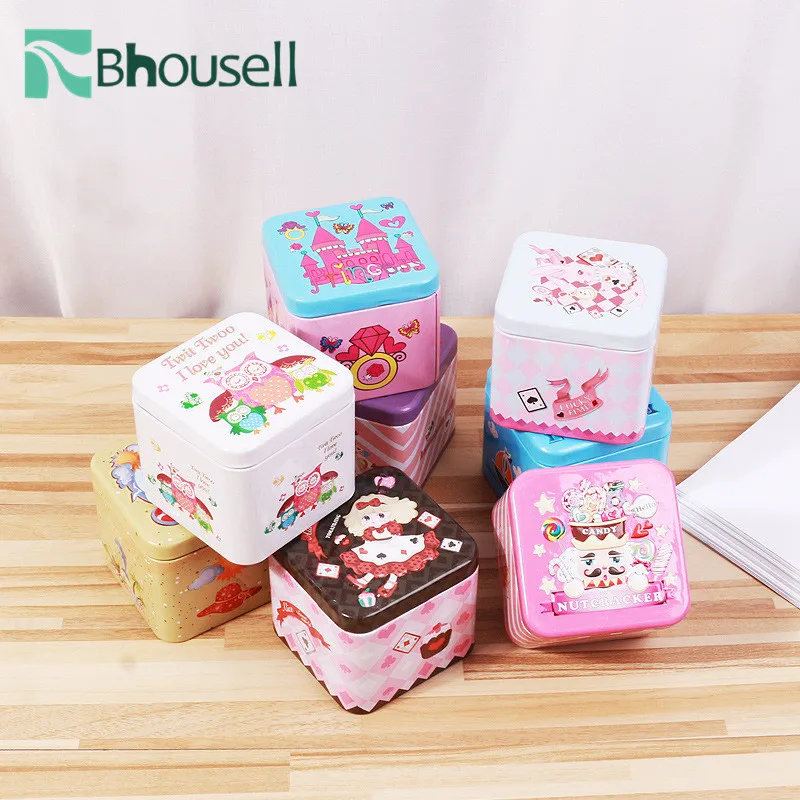 Портативная квадратная мини-железная коробка для тортов хранения с тиснением